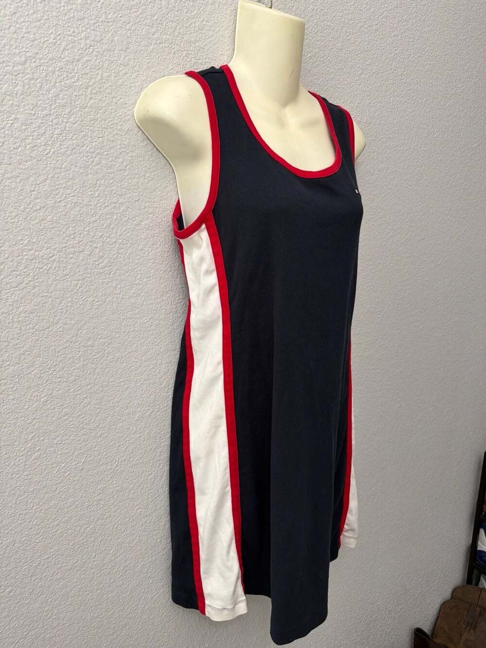 Tommy Hilfiger Vintage 90s Colorblock Striped Tank Top Dress Navy Blue - Picture 4 of 5